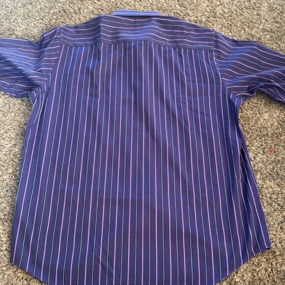Bugatchi Extra Large Purple Striped Classic Fit Button Front Shirt - Picture 6 of 7